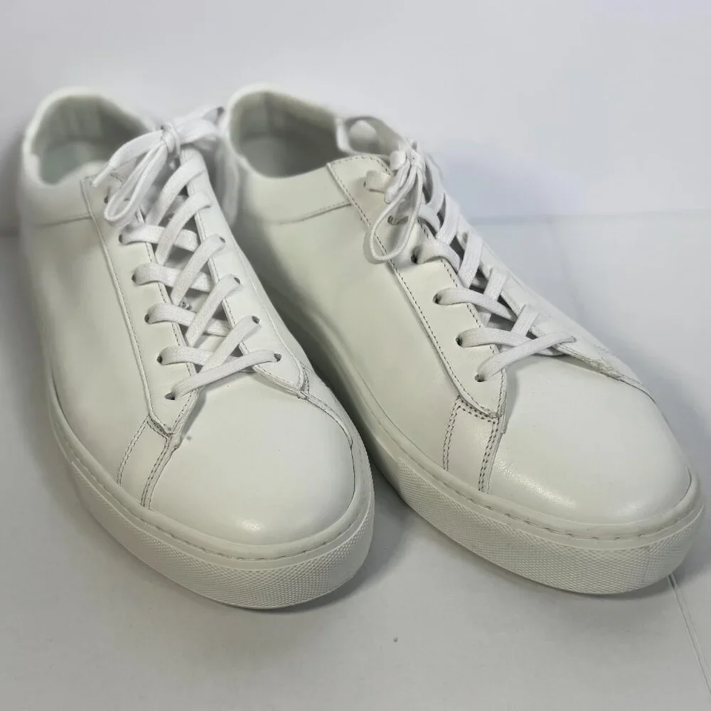KOIO Men’s Capri Leather Low Top Sneakers White Size 43 w/ storage bag - Picture 8 of 12